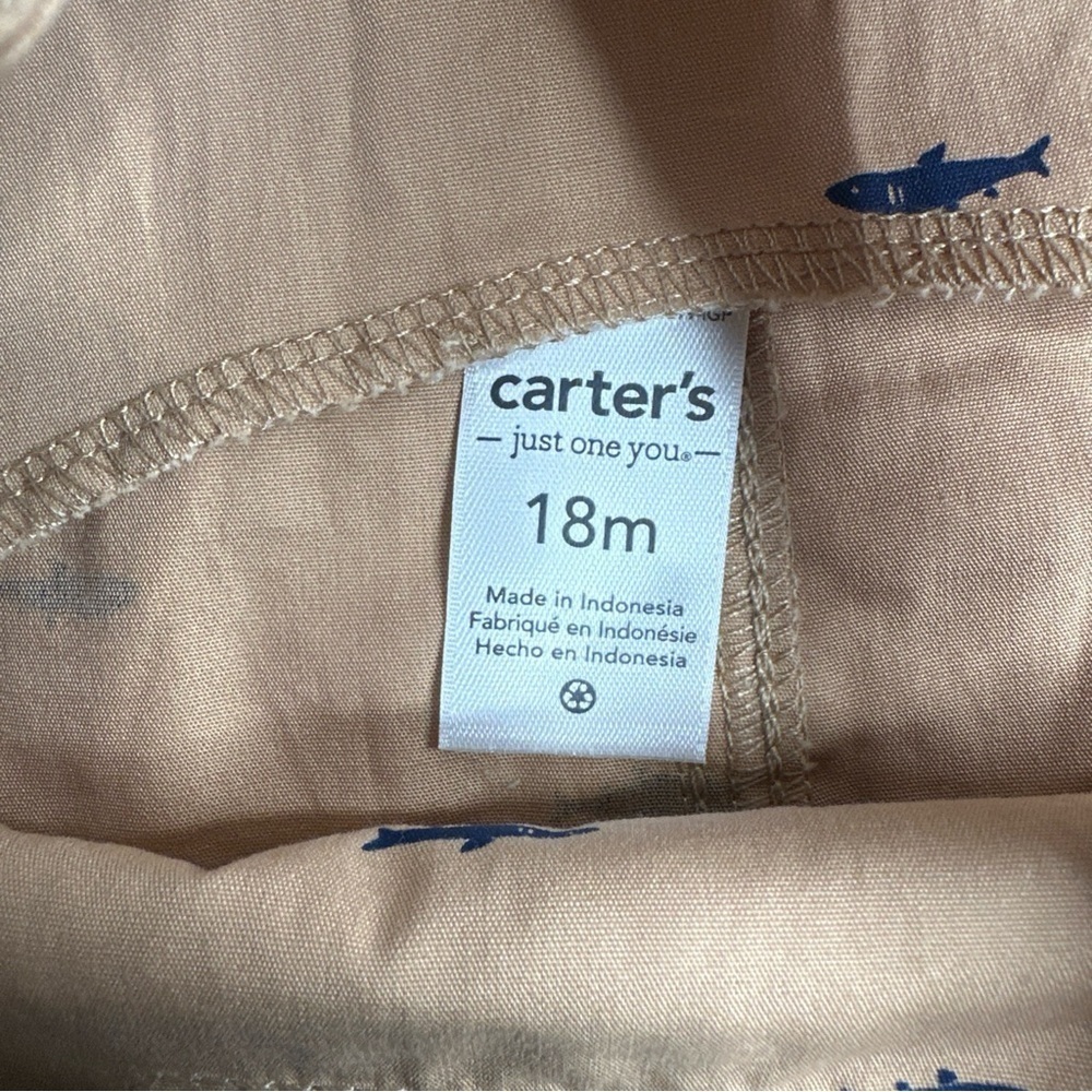 Carter's Baby's Just One You Polo & Overall Blue Sharks Size 18M new no tag - Picture 9 of 10